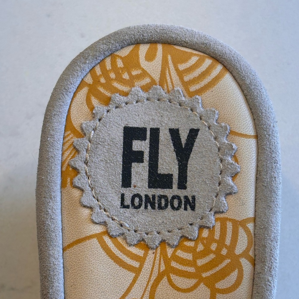 Fly London Yone Gray Wedge Suede Peep Toe Sandals Women’s EU 37 - Picture 8 of 12